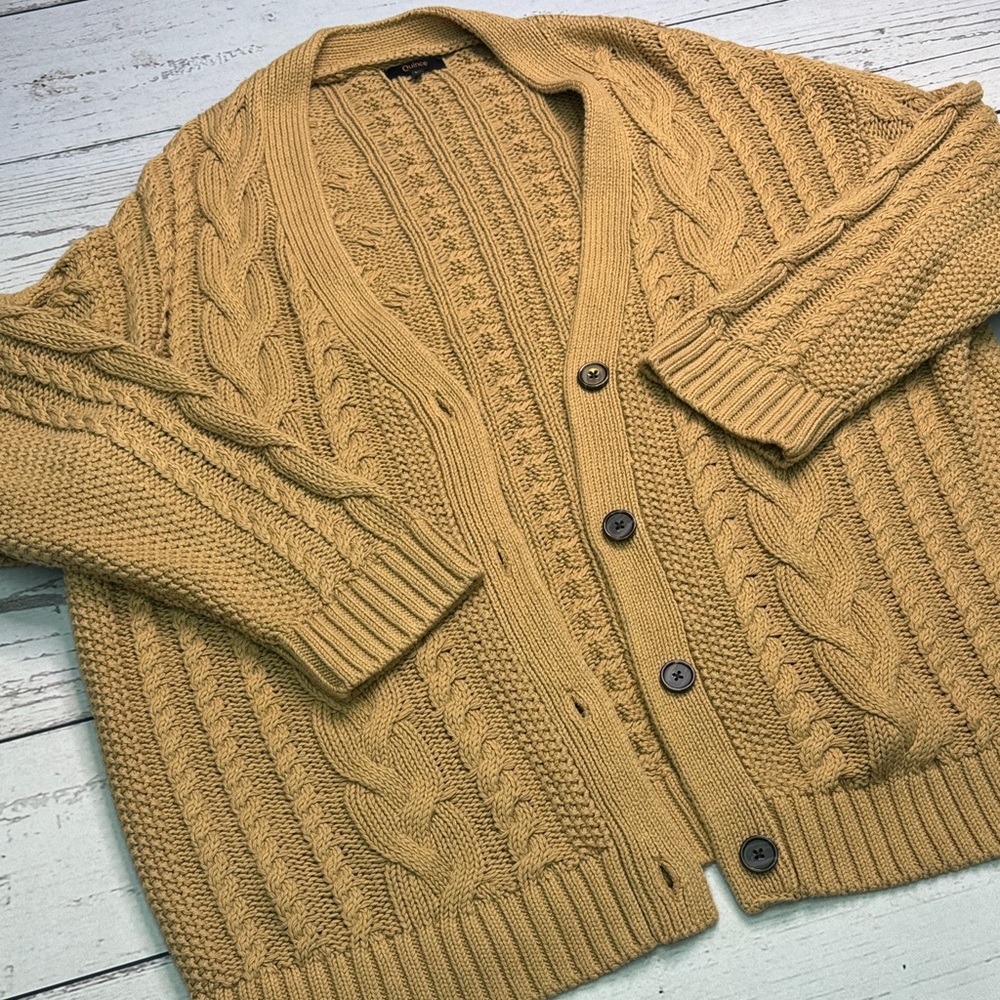 Women’s QUINCE Oversized Cable Knit Cardigan Sweater Size L - Picture 2 of 8